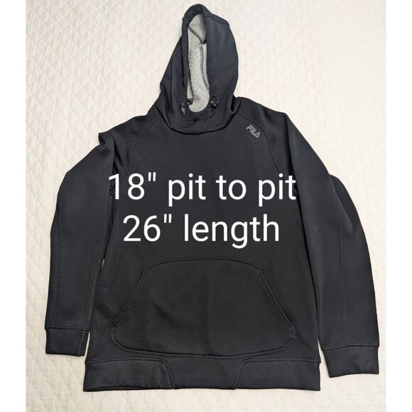 ✨ FILA Sport Hoodie Men's M Black Pullover Preowned - Picture 4 of 7